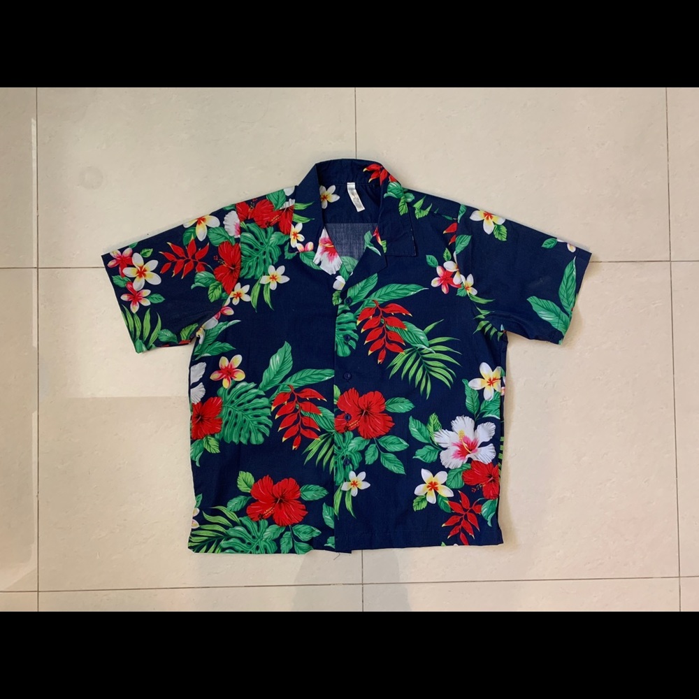 Hawaiian Multicolor Flower Print Button Up Shirt